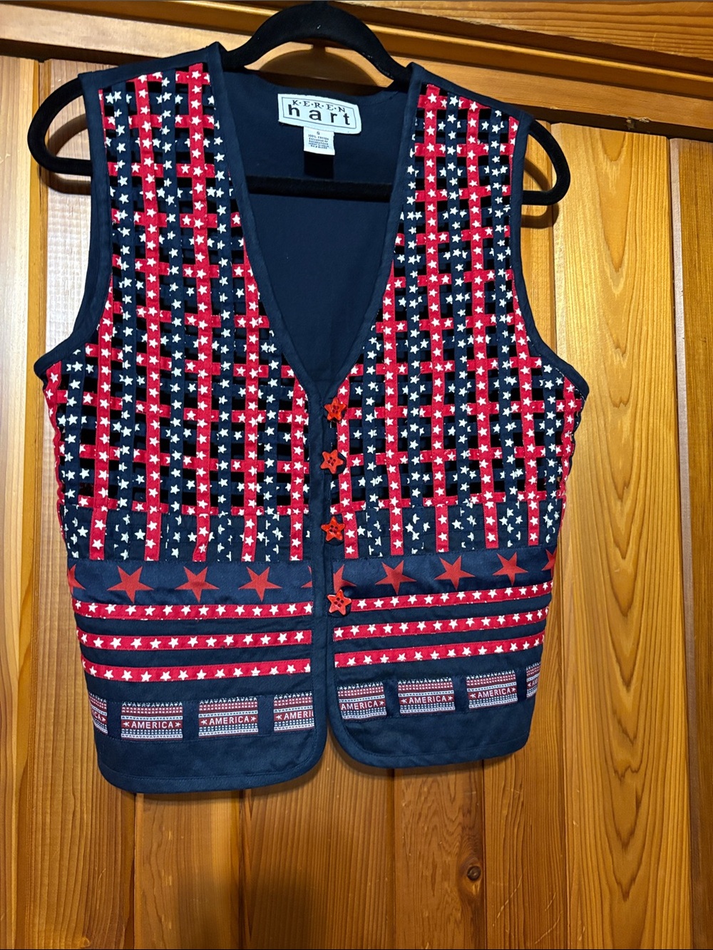 Karen Hart Patriotic Star & Stripe Vest Small